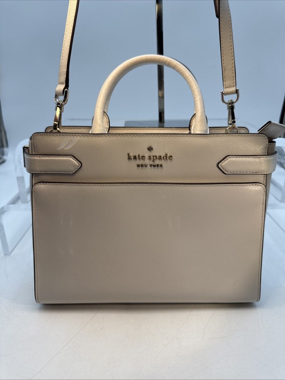 Kate Spade New York Staci Medium Satchel White Saffiano Leather Handbag